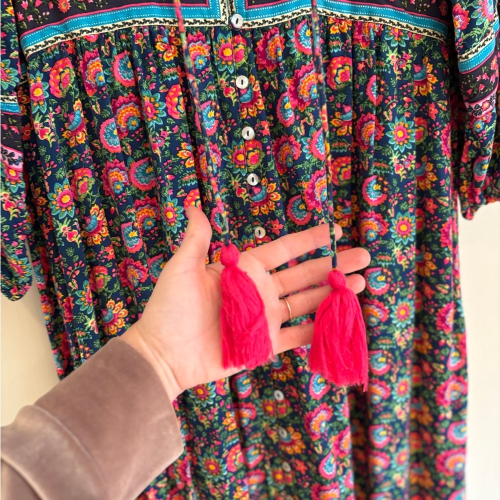 NATURAL LIFE boho Floral Maxi Dress long sleeve size medium cottagecore vibe! - Picture 6 of 8